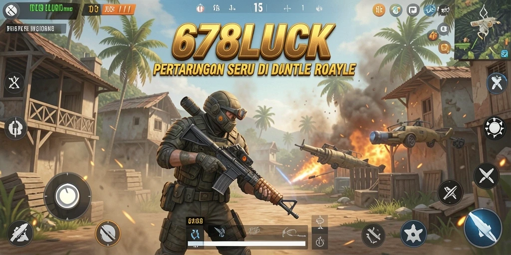 Tangkapan layar utama gameplay 678LUCK dalam aksi Battle Royale.
