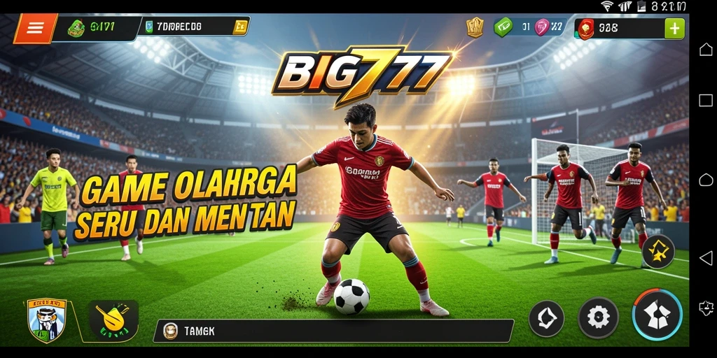 Tangkapan layar utama BIG777 menampilkan aksi permainan olahraga yang penuh semangat.