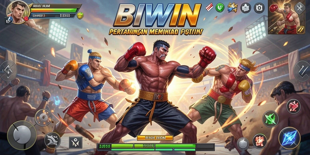 Screenshot gameplay BIWIN dengan aksi pertarungan yang dinamis.