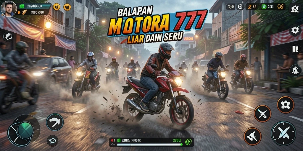 Tampilan seru gameplay balapan motor CEMARA777.