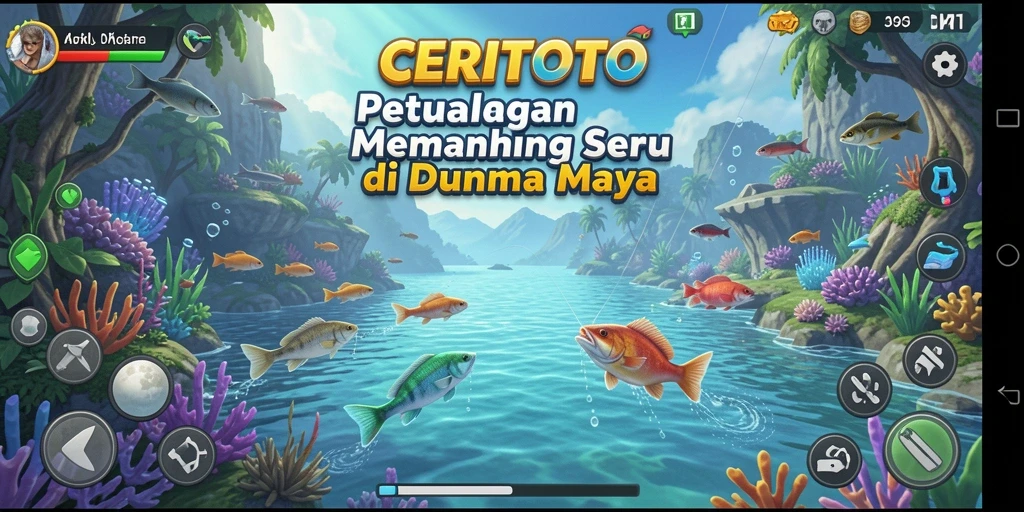 Screenshot CERITOTO menampilkan gameplay memancing yang seru dan mendebarkan.