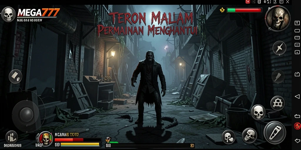 Screenshot gameplay menunjukkan suasana mencekam di MEGA777.