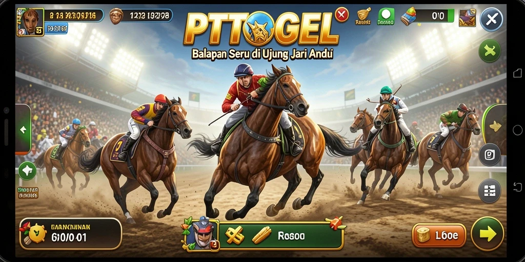 Gameplay seru PTTOGEL dengan mobil balap yang menantang.