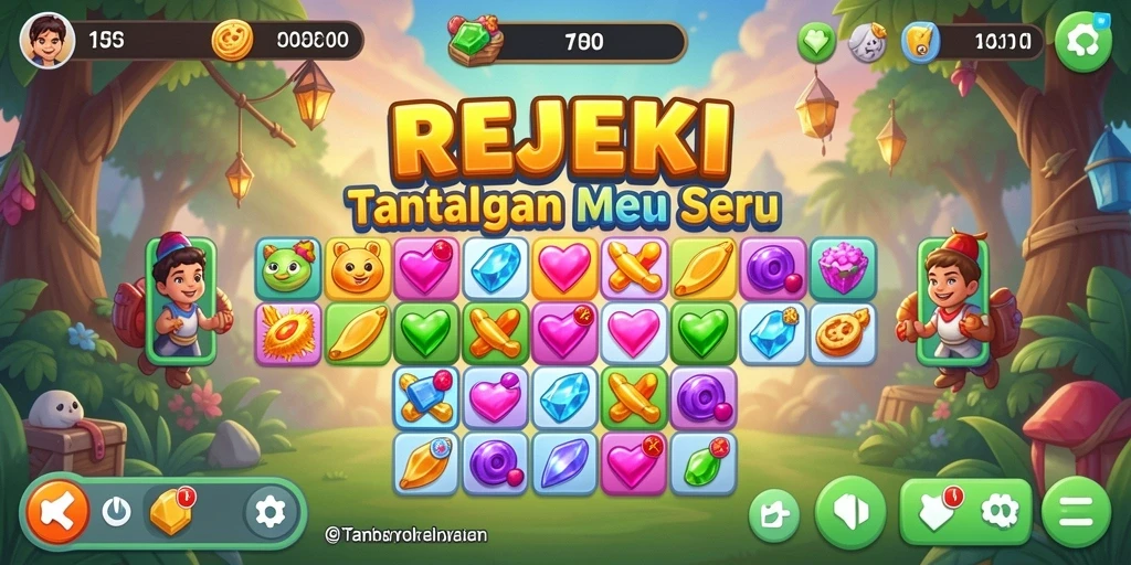 Tampilan seru gameplay Match-3 di REJEKI.