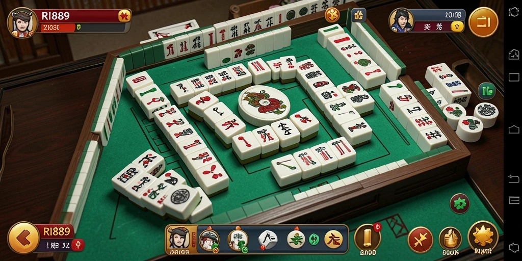 Screenshot gameplay RI889 menampilkan tantangan Mahjong yang seru.
