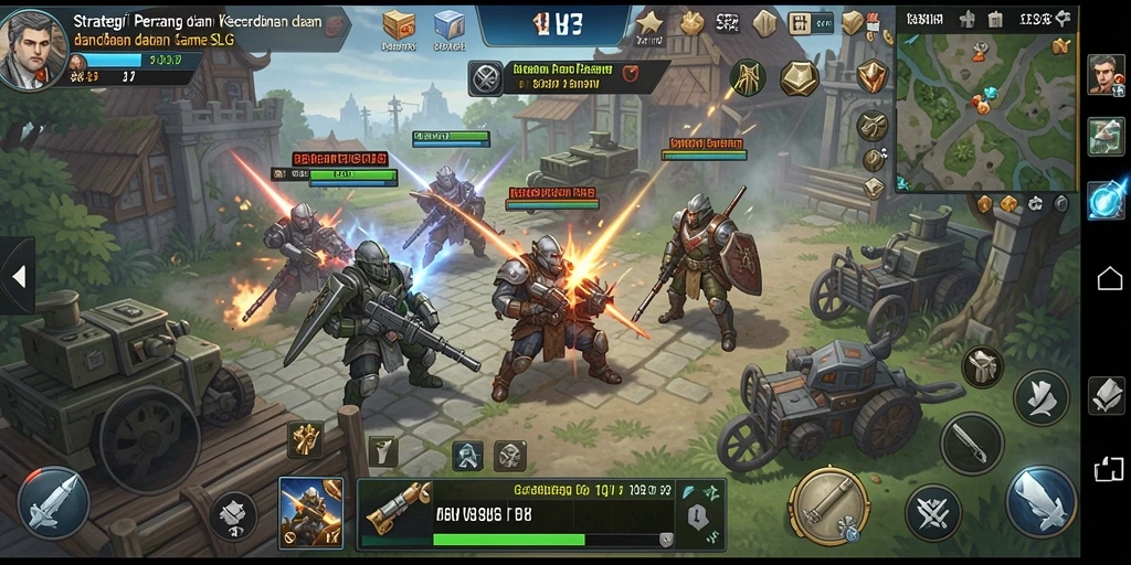 Screenshot menunjukkan aksi pertempuran strategis dalam V87.