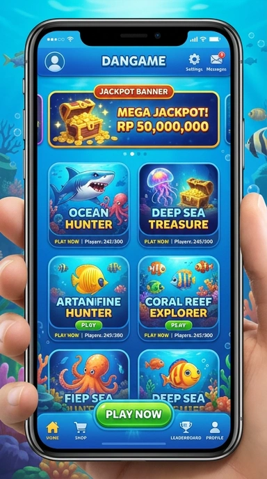 Tampilan aplikasi danagame yang informatif dan mudah dipahami.